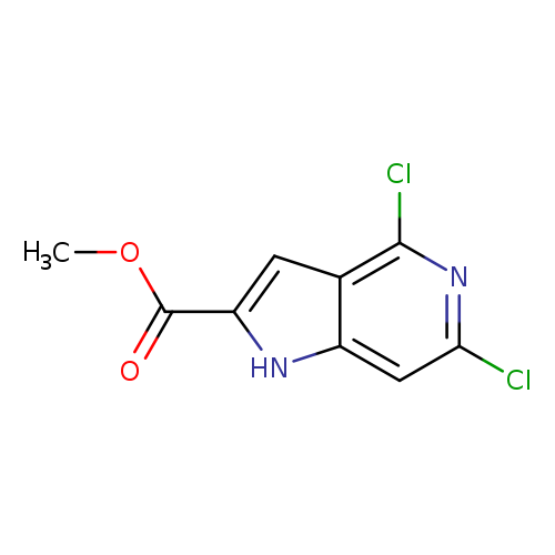 COC(=O)c1cc2c([nH]1)cc(nc2Cl)Cl