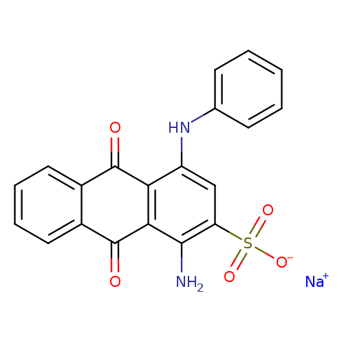 O=C1c2ccccc2C(=O)c2c1c(Nc1ccccc1)cc(c2N)S(=O)(=O)[O-].[Na+]