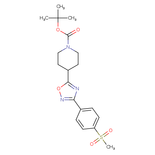 O=C(N1CCC(CC1)c1onc(n1)c1ccc(cc1)S(=O)(=O)C)OC(C)(C)C