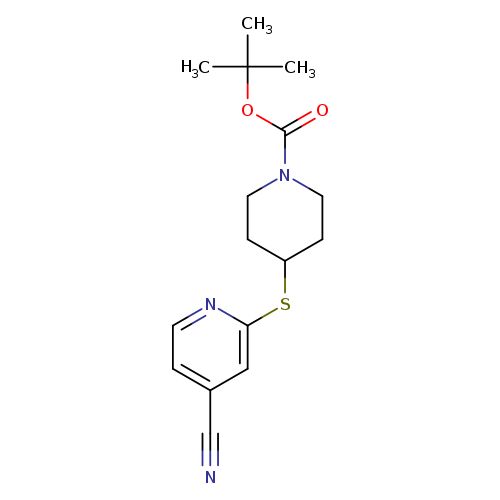 N#Cc1ccnc(c1)SC1CCN(CC1)C(=O)OC(C)(C)C