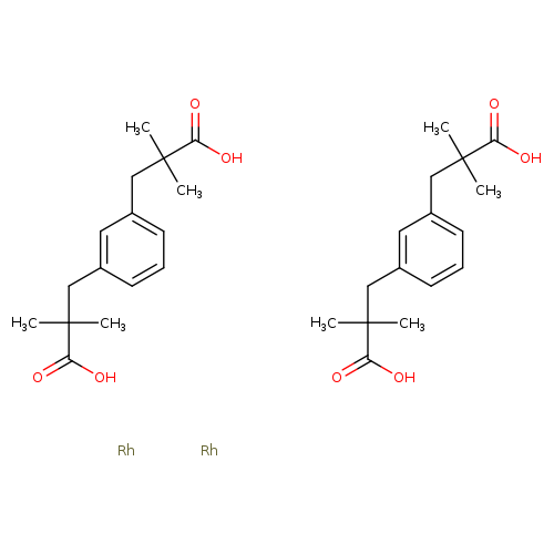 OC(=O)C(Cc1cccc(c1)CC(C(=O)O)(C)C)(C)C.OC(=O)C(Cc1cccc(c1)CC(C(=O)O)(C)C)(C)C.[Rh].[Rh]