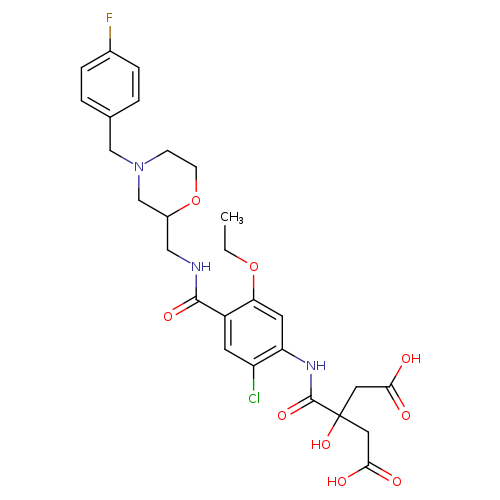 CCOc1cc(NC(=O)C(CC(=O)O)(CC(=O)O)O)c(cc1C(=O)NCC1OCCN(C1)Cc1ccc(cc1)F)Cl