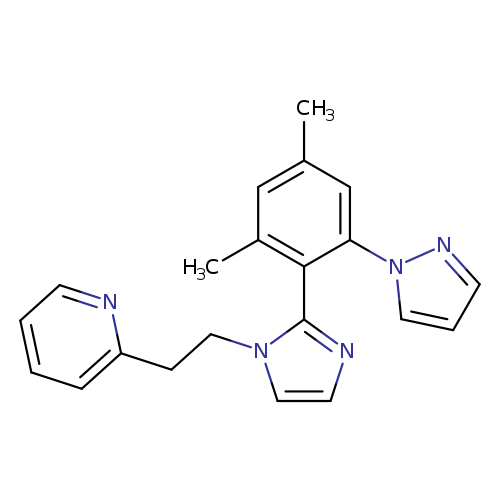Cc1cc(C)c(c(c1)n1cccn1)c1nccn1CCc1ccccn1