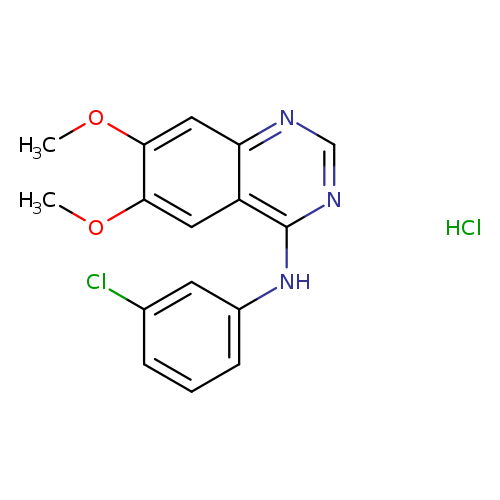 COc1cc2c(ncnc2cc1OC)Nc1cccc(c1)Cl.Cl