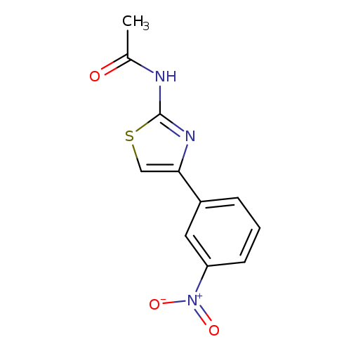 CC(=O)Nc1scc(n1)c1cccc(c1)[N+](=O)[O-]