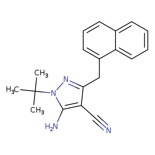 N#Cc1c(nn(c1N)C(C)(C)C)Cc1cccc2c1cccc2