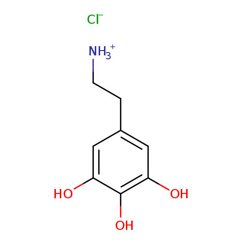 [NH3+]CCc1cc(O)c(c(c1)O)O.[Cl-]