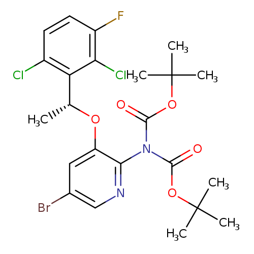 Brc1cnc(c(c1)O[C@@H](c1c(Cl)ccc(c1Cl)F)C)N(C(=O)OC(C)(C)C)C(=O)OC(C)(C)C