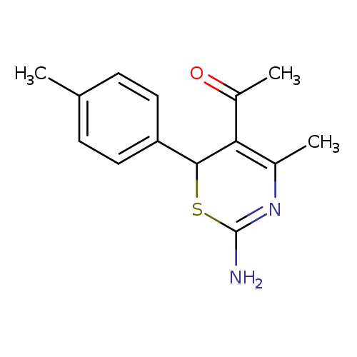 Cc1ccc(cc1)C1SC(=NC(=C1C(=O)C)C)N