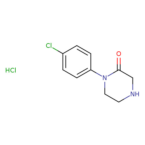 Clc1ccc(cc1)N1CCNCC1=O.Cl