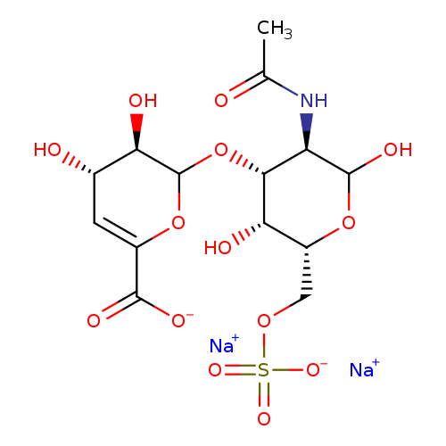 CC(=O)N[C@H]1C(O)O[C@@H]([C@@H]([C@@H]1OC1OC(=C[C@@H]([C@H]1O)O)C(=O)[O-])O)COS(=O)(=O)[O-].[Na+].[Na+]