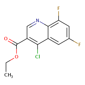 CCOC(=O)c1cnc2c(c1Cl)cc(cc2F)F