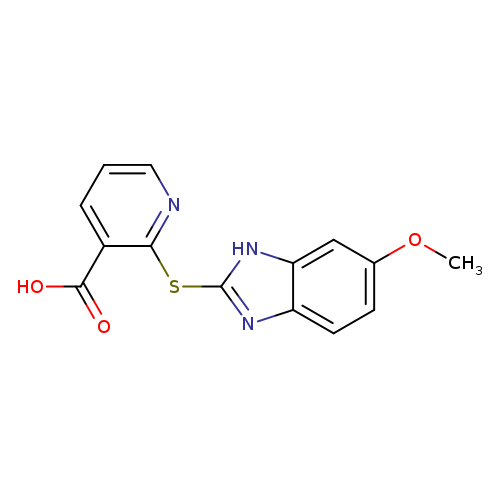 COc1ccc2c(c1)[nH]c(n2)Sc1ncccc1C(=O)O
