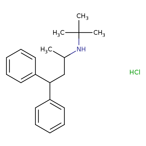 CC(NC(C)(C)C)CC(c1ccccc1)c1ccccc1.Cl