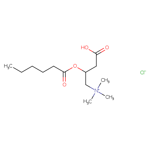 CCCCCC(=O)OC(C[N+](C)(C)C)CC(=O)O.[Cl-]