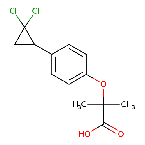 OC(=O)C(Oc1ccc(cc1)C1CC1(Cl)Cl)(C)C