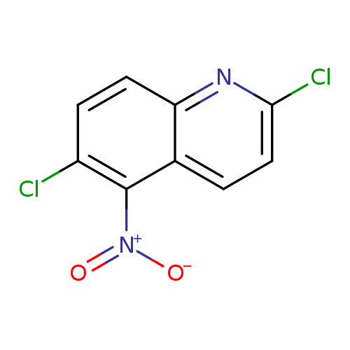 Clc1ccc2c(n1)ccc(c2[N+](=O)[O-])Cl