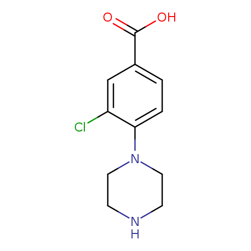 Clc1cc(ccc1N1CCNCC1)C(=O)O