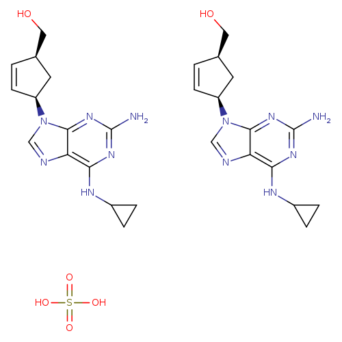 OS(=O)(=O)O.OC[C@@H]1C=C[C@@H](C1)n1cnc2c1nc(N)nc2NC1CC1.OC[C@@H]1C=C[C@@H](C1)n1cnc2c1nc(N)nc2NC1CC1