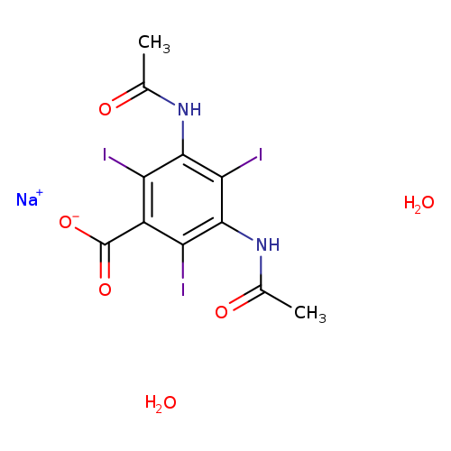 CC(=O)Nc1c(I)c(NC(=O)C)c(c(c1I)C(=O)[O-])I.O.O.[Na+]
