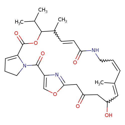 O=C1NCC=CC(=CC(O)CC(=O)Cc2nc(C(=O)N3C(=CCC3)C(=O)OC(C(C=C1)C)C(C)C)co2)C