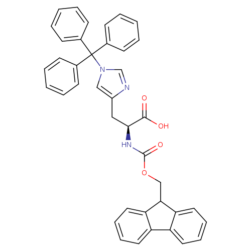 O=C(N[C@H](C(=O)O)Cc1ncn(c1)C(c1ccccc1)(c1ccccc1)c1ccccc1)OCC1c2ccccc2c2c1cccc2