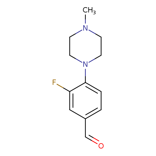 O=Cc1ccc(c(c1)F)N1CCN(CC1)C