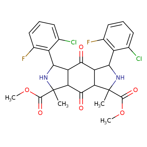 COC(=O)C1(C)NC(C2C1C(=O)C1C(C2=O)C(NC1(C)C(=O)OC)c1c(F)cccc1Cl)c1c(F)cccc1Cl