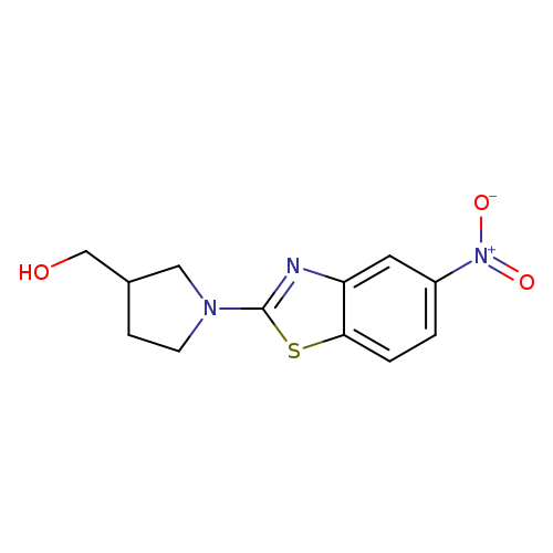 OCC1CCN(C1)c1nc2c(s1)ccc(c2)[N+](=O)[O-]