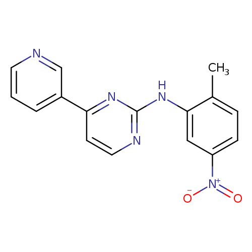 Cc1ccc(cc1Nc1nccc(n1)c1cccnc1)[N+](=O)[O-]