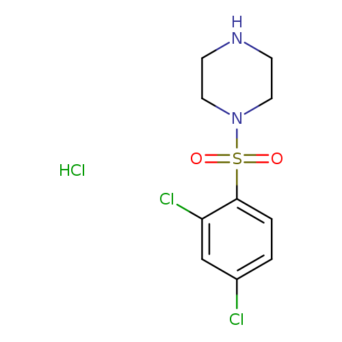 Clc1ccc(c(c1)Cl)S(=O)(=O)N1CCNCC1.Cl