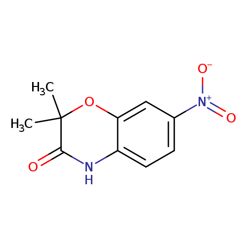 O=C1Nc2ccc(cc2OC1(C)C)[N+](=O)[O-]