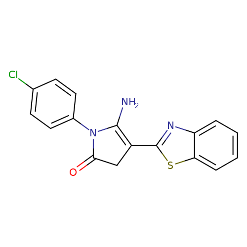 Clc1ccc(cc1)N1C(=O)CC(=C1N)c1nc2c(s1)cccc2