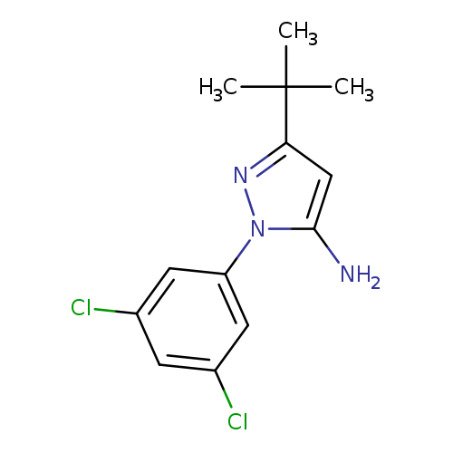 Clc1cc(Cl)cc(c1)n1nc(cc1N)C(C)(C)C