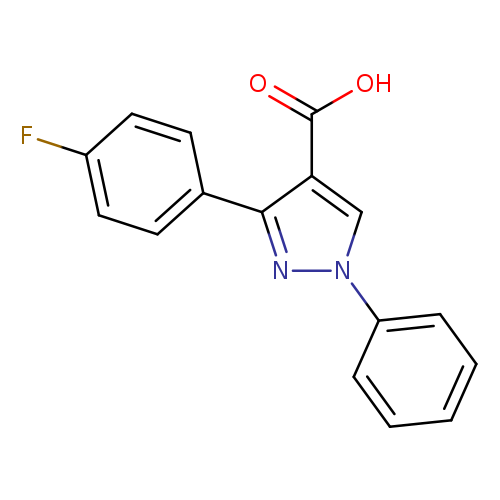 Fc1ccc(cc1)c1nn(cc1C(=O)O)c1ccccc1