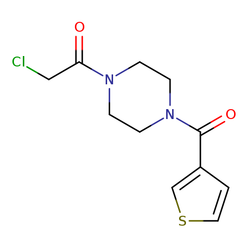 ClCC(=O)N1CCN(CC1)C(=O)c1cscc1