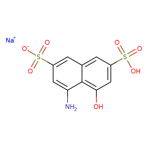 Nc1cc(cc2c1c(O)cc(c2)S(=O)(=O)O)S(=O)(=O)[O-].[Na+]