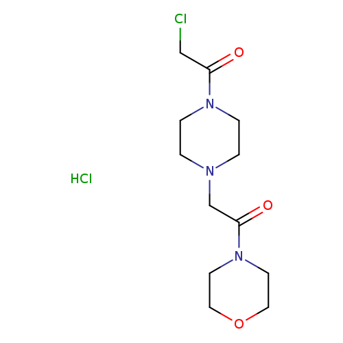 ClCC(=O)N1CCN(CC1)CC(=O)N1CCOCC1.Cl