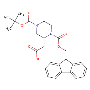 OC(=O)CC1CN(CCN1C(=O)OCC1c2ccccc2c2c1cccc2)C(=O)OC(C)(C)C