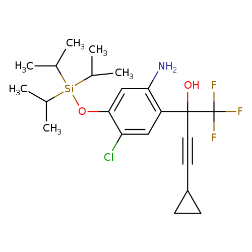 Nc1cc(O[Si](C(C)C)(C(C)C)C(C)C)c(cc1C(C(F)(F)F)(C#CC1CC1)O)Cl