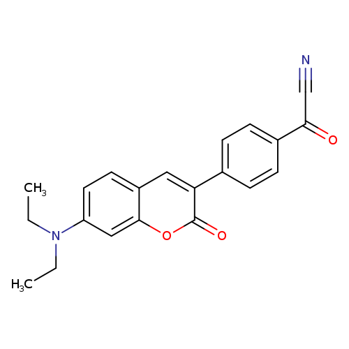 CCN(c1ccc2c(c1)oc(=O)c(c2)c1ccc(cc1)C(=O)C#N)CC