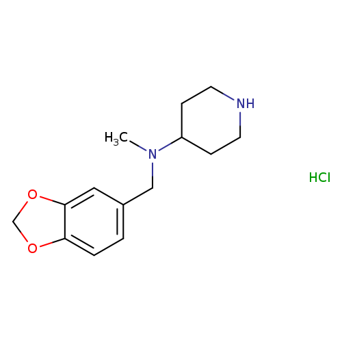 CN(C1CCNCC1)Cc1ccc2c(c1)OCO2.Cl