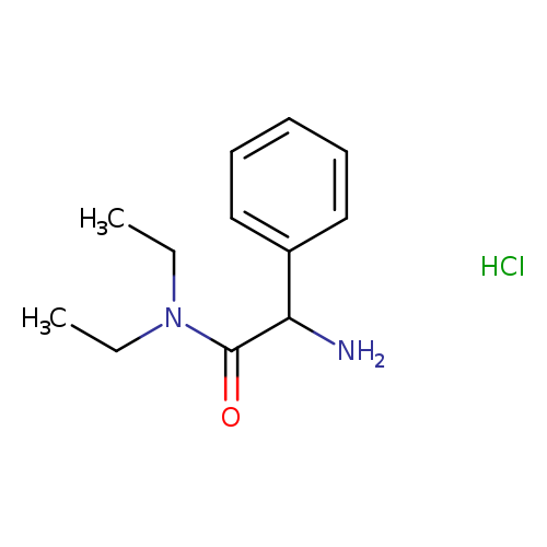 CCN(C(=O)C(c1ccccc1)N)CC.Cl