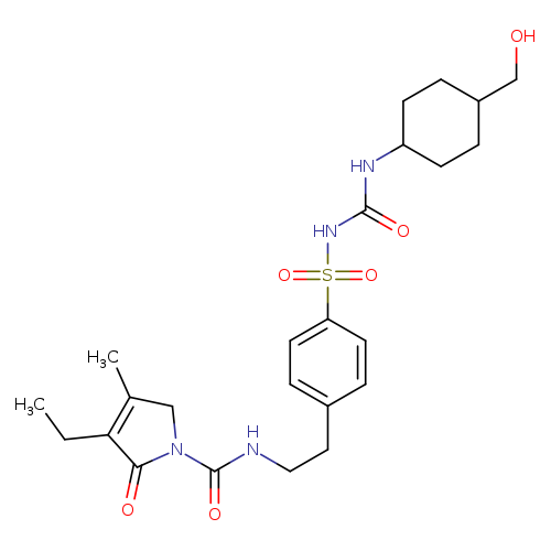 OCC1CCC(CC1)NC(=O)NS(=O)(=O)c1ccc(cc1)CCNC(=O)N1CC(=C(C1=O)CC)C