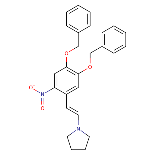 [O-][N+](=O)c1cc(OCc2ccccc2)c(cc1/C=C/N1CCCC1)OCc1ccccc1