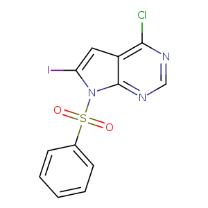 Clc1ncnc2c1cc(n2S(=O)(=O)c1ccccc1)I