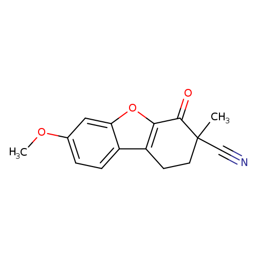 N#CC1(C)CCc2c(C1=O)oc1c2ccc(c1)OC