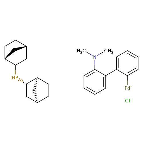 C1C[C@@H]2C[C@H]1CC2P[C@H]1C[C@H]2C[C@@H]1CC2.CN(c1ccccc1c1ccccc1[Pd+])C.[Cl-]