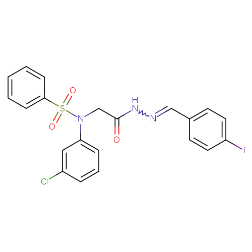 O=C(CN(S(=O)(=O)c1ccccc1)c1cccc(c1)Cl)NN=Cc1ccc(cc1)I