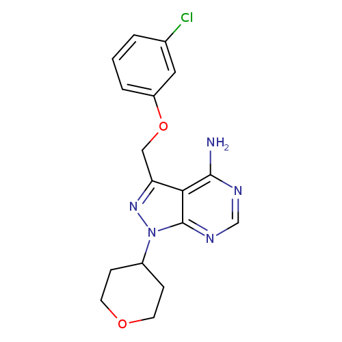 Clc1cccc(c1)OCc1nn(c2c1c(N)ncn2)C1CCOCC1